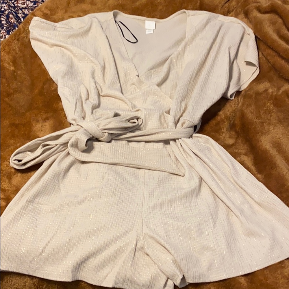 Brand New H&M cream romper with gold details